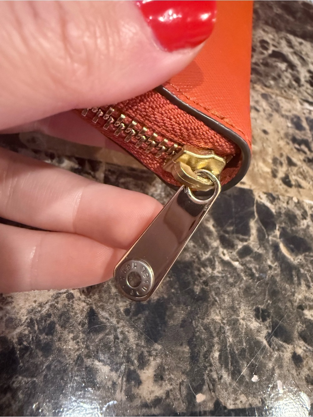 Henri Bendel Saffiano Leather Zip-Around Organizer Wallet – Paprika Orange Red - Picture 8 of 14